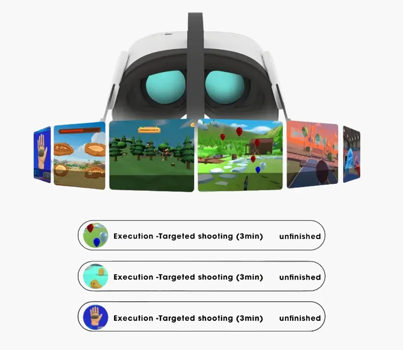 Virtual reality headset with game previews